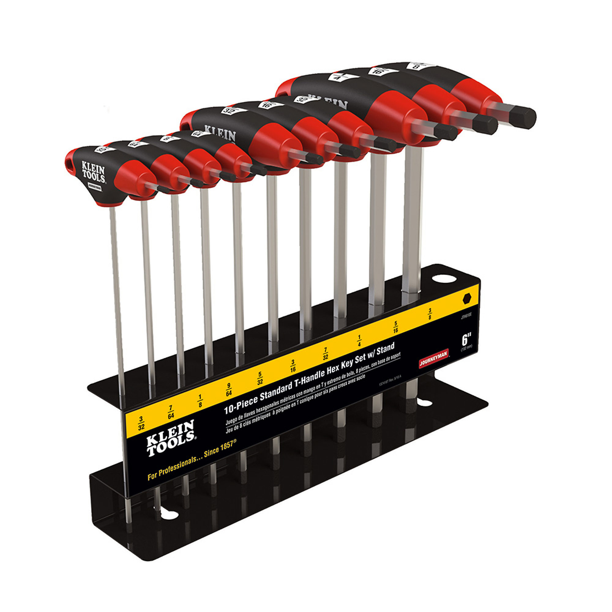 Klein Tools, Hex Key Set, SAE T-Handle, 6in., with Stand, 10-, Pieces (qty.) 10 Model# JTH610E